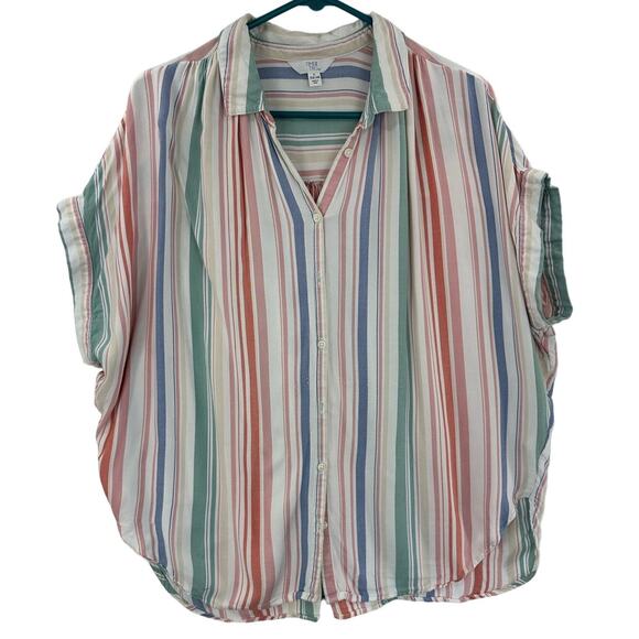 Time and Tru Women's Multicolor Striped Oversized Top Size Large, Preowned - Picture 1 of 7